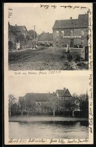 AK Ahlden /Aller, Gasthof Theodor Meyer mit Strassenpartie