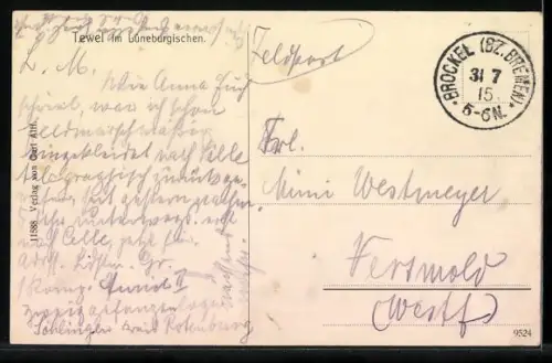 AK Tewel im Lüneburgischen, Strassenpartie mit Fachwerkhäusern