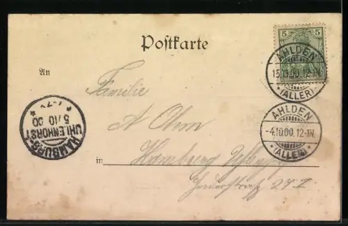 AK Ahlden a. d. Aller, Dr. Schusters Linde, Strassenpartie, Kirche