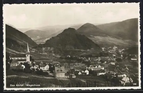 AK Mayschoss, Blick aufs Ahrtal mit Umgebung und Kirche