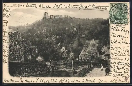 AK Nassau /Lahn, Teilansicht des Ortes mit Villa Sayn