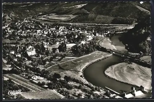AK Nassau /Lahn, Fliegeraufnahme des Ortes mit Flusspartie