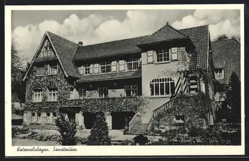 AK Katzenelnbogen i. Ts., Frontansicht Sanatorium mit Grünanlagen