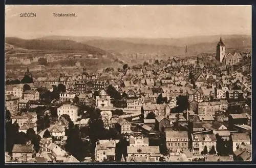 AK Siegen, Totalansicht der Stadt und Umgebung