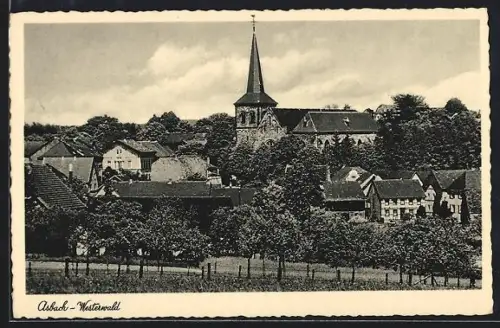 AK Asbach / Westerwald, Teilansicht mit Kirche