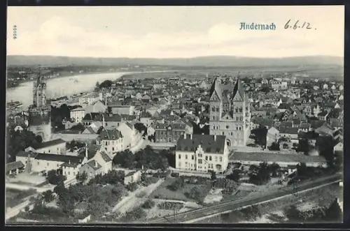 AK Andernach, Teilansicht mit Kirche
