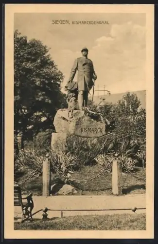 AK Frankfurt a. M., Bismarckdenkmal mit Promenade