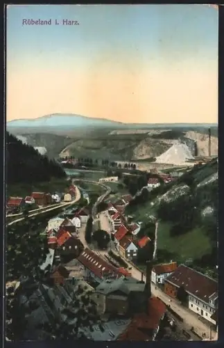 AK Rübeland i. Harz, Ortsansicht mit Steinbruch