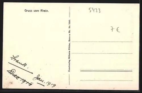 AK Braubach, Blick auf Teil des Ortes und zur Marxburg