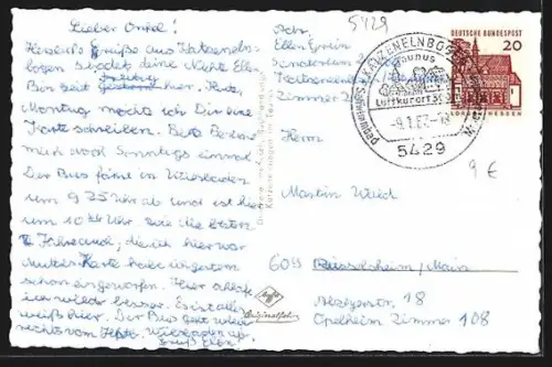 AK Katzenelnbogen /Taunus, Totalansicht mit Turmgebäuden