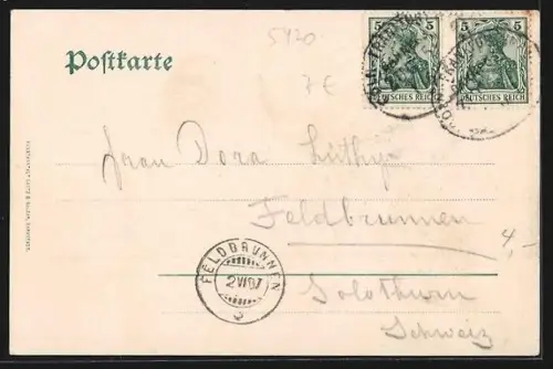 AK Niederlahnstein, Ortsansicht mit Lahneck aus der Vogelschau