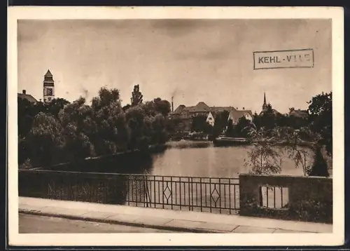 AK Kehl a. Rhein, Partie am Alten Rhein, Ortspanorama