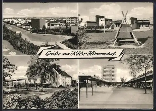AK Köln-Heimersdorf, Spielplatz, Einkaufszentrum, Strassenpartie