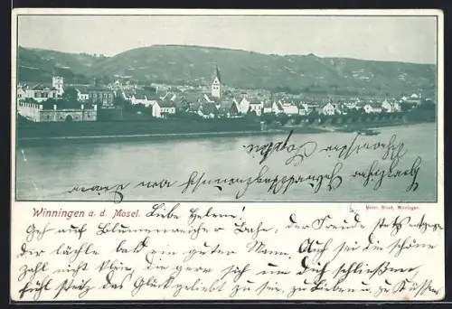 AK Winningen /Mosel, Ortsansicht von der Mosel aus