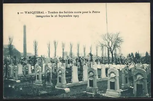 AK Wasquehal, Tombes des Soldats morts pour la Patrie inaugurées 1923