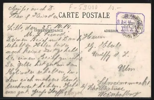 AK Lille, Place de la République, Statue de Faidherbe et le Palais des Arts