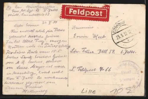 AK Lille, Strassenpartie mit zerstörten Häusern