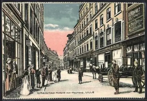 AK Lille, La rue du vieux-marche-aux-moutons
