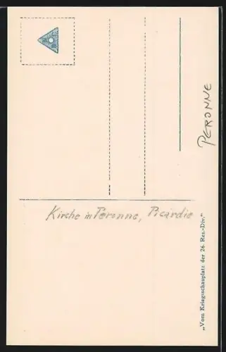 AK Peronne, Kriegsschauplatz der 26. Res. Div., Kirche, Innenansicht