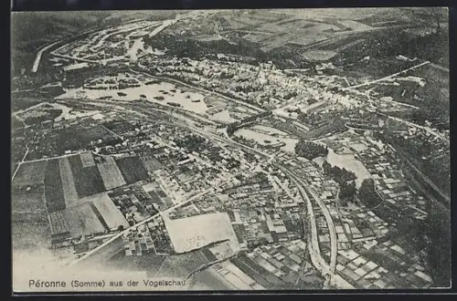 AK Péronne /Somme, Teilansicht aus der Vogelschau