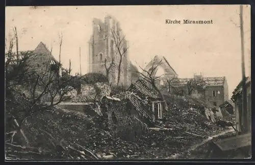 AK Miraumont, Zerstörte Kirche