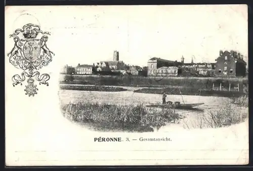 AK Péronne, Gesamtansicht, Wappen