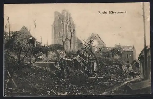 AK Miraumont, Zerstörte Kirche