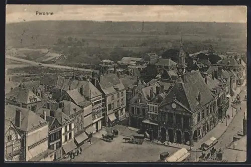 AK Peronne, Strassenpartie mit Cafe du Commerce