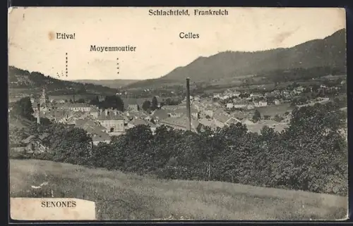 AK Senones, Panorama mit Frankreichs Schlachtfeldern in der Umgebung