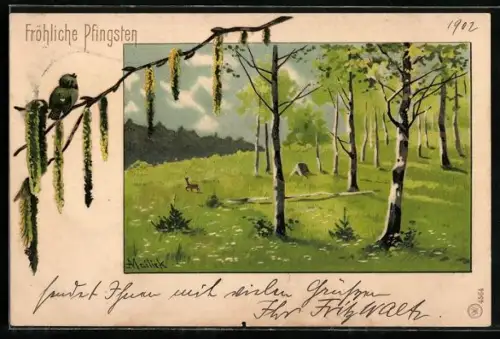 Künstler-AK Alfred Mailick: Birkenwäldchen im Frühling