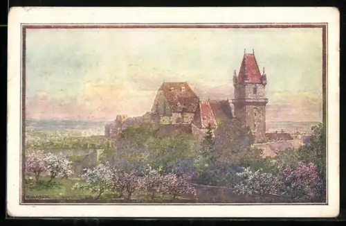 Künstler-AK Richard Moser: Perchtoldsdorf /N.-Ö., Blick auf die Burg