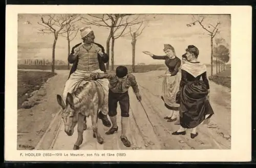 Künstler-AK Ferdinand Hodler: Le Meunier, son fils et l`âne