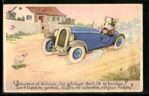 AK Douceur et Violence, les Extremes vont-ils se toucher?, Spielzeuglamm vor einem Hund im Auto