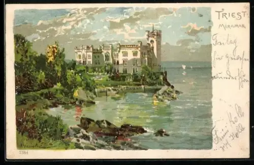 AK Triest, Uferpartie, Miramar