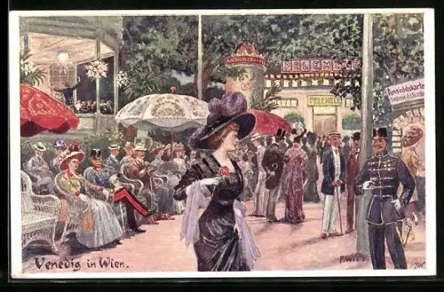 Künstler-AK F.Witt: Venedig in Wien, Amusement am Musikpavillon im Wiener Prater