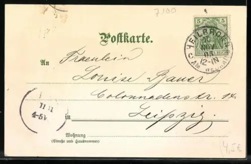 Künstler-AK Manuel Wielandt: Heilbronn, Ortsansicht mit Goetzenturm