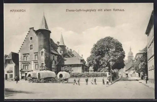 AK Markirch, Elsass-Lothringerplatz mit altem Rathaus