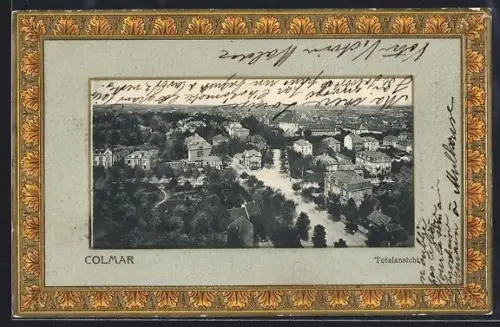 AK Colmar, Totalansicht aus der Vogelschau, Ornament-Rahmen