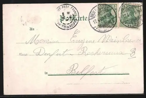 AK Mülhausen i. E., Rathaus, Rhein-Rhone-Kanal