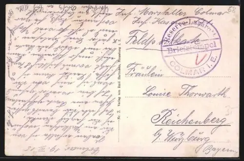 AK Colmar, Route de Roufach et Champs de Mars et Tramway, Strassenbahn