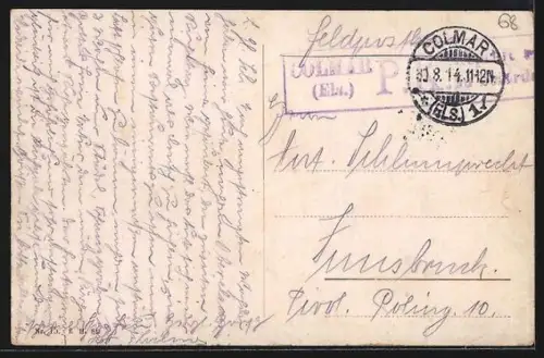 AK Colmar, Rapp-Platz aus der Vogelschau, mit Kirche