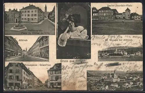 AK Altkirch, Rathausplatz, Kreuzgasse, Xavier Jourdain-Platz, Ortsansicht