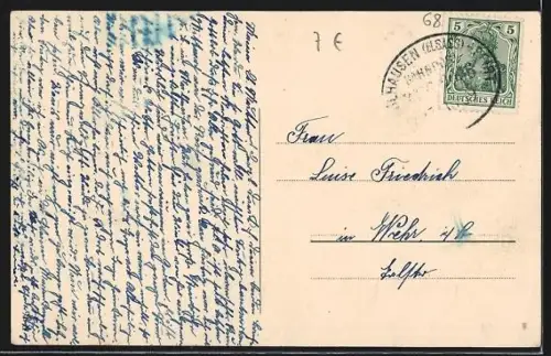 AK Mülhausen i. E., Post, Ansicht vom Wasser