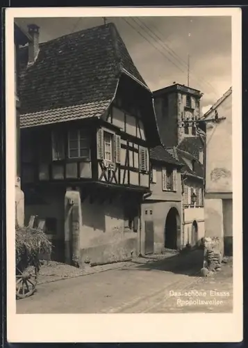 AK Rappoltsweiler, Strassenpartie mit Fachwerkhaus u. Turm