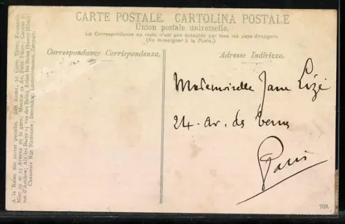 AK Chamonix, le monument de Saussure et le Mont-Blanc, l` hôtel de la poste