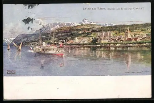 AK Evian-les-Bains, Blick auf die Berge