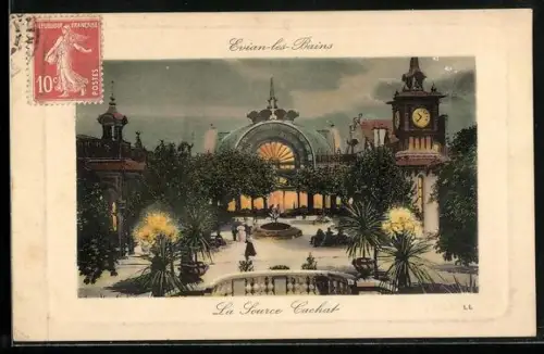 AK Evians-les-Bains, La Source Cachat