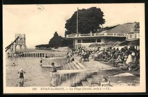AK Evians-les-Bains, La plage