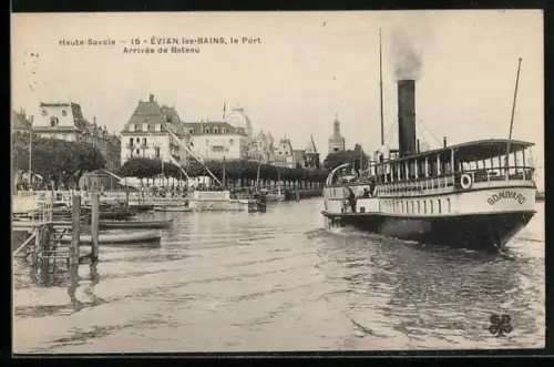 AK Évians-les-Bains, Le Port, Arrivée de Bateau