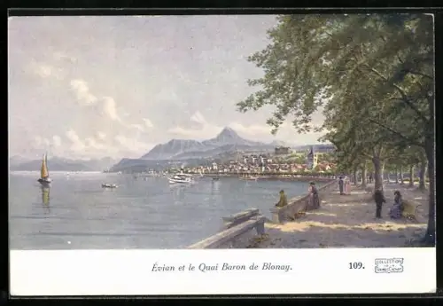 AK Évian, Le Quai Baron de Blonay